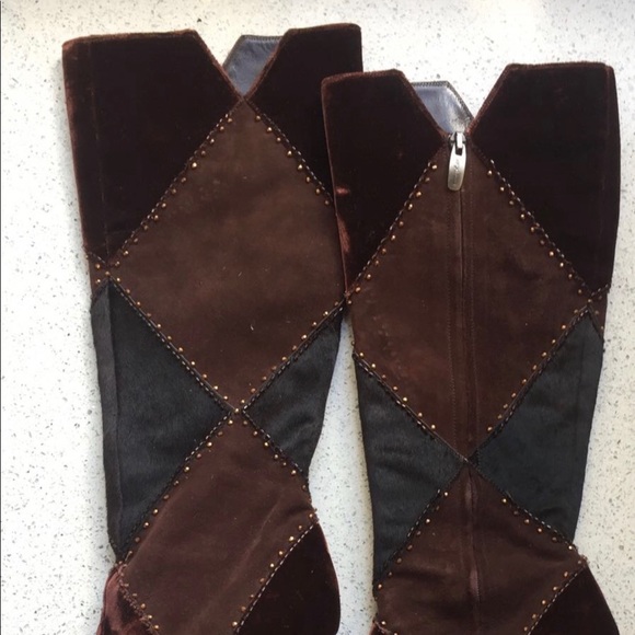 Sergio Rossi velvet/ poni hair boots 7,5 - Picture 2 of 2